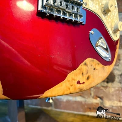 Fender Deluxe Roadhouse Stratocaster Electric Guitar w/ Relic (2015 - Candy Apple Red) image 13