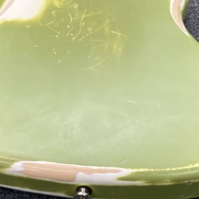 MJT Jazzmaster Left Handed - Vintage green over polar white relic Mystery Neck image 12