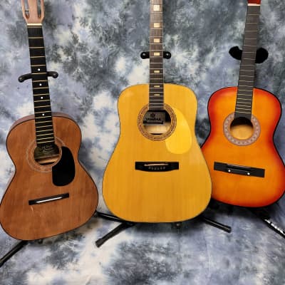 Vintage 1960's THREE Project Acoustic Guitar Husks Japan Korea Ventura Hondo U Fix As Is Luthier Parts for sale