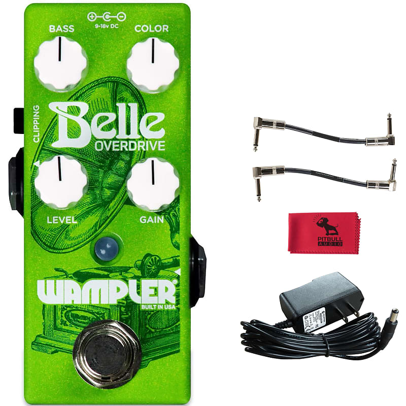 Wampler Belle Mini Overdrive Pedal w/ Power Supply, Patch Cables & Cloth