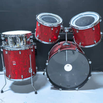 Premier 5 Piece England Drum Kit - 22 / 16 / 14 / 13 / 12 - Red Satin Swirl image 4