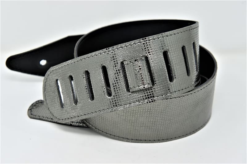 Guitar strap Cargoleni Reflex Silver iridescent strobe Reverb Canada