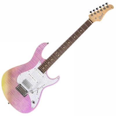 Cort G280 Select Trans Chameleon Purple SSH HSS Electric Guitar Flame Maple Top for sale