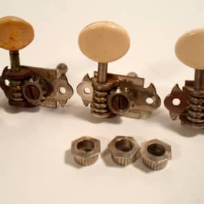 Wartime Martin Waverly Vintage Tuners 1940's set of 7 w/ ferrules image 3