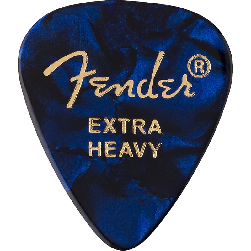 Fender Premium Celluloid 351 Shape Guitar Picks, Extra Heavy, Blue Moto, 12-Pack image 1
