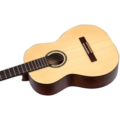 Ortega Guitars 6 String Student Series Pro Solid Top Nylon Classical Guitar, Right, Spruce (R55) image 2