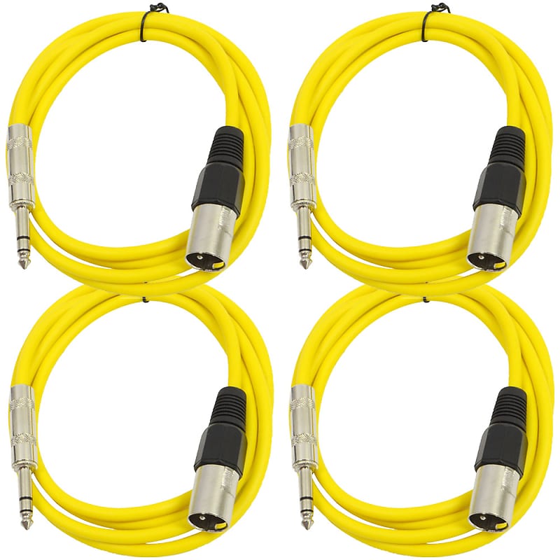 4 Pack of 1/4 Inch to XLR Male Patch Cables 6 Foot Extension Cords Jumper - Yellow and Yellow image 1