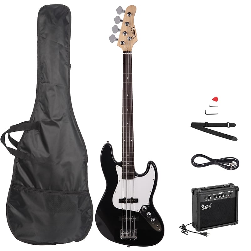 Glarry GJazz Electric Bass Guitar w/ 20W Electric Bass Amplifier Black image 1