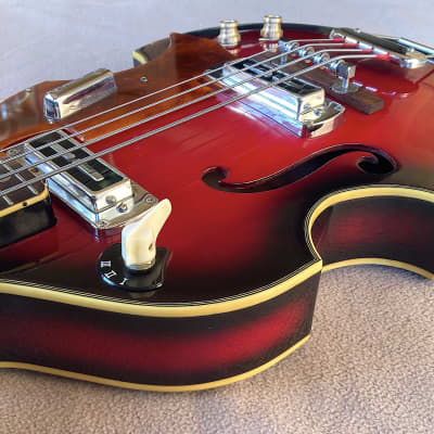 TEISCO FB-2 VINTAGE c.1968 MIJ SCROLL HEADSTOCK VIOLIN BASS w/VINTAGE HARD  CASE | Reverb