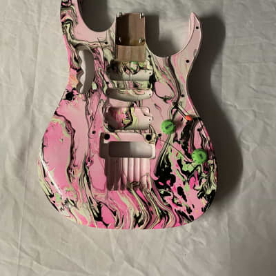 Unbranded Jem Style Electric Guitar Body OSNJ HSH 2020s - Pink Swirl image 1