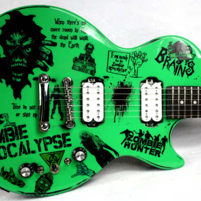 Custom Painted and Upgraded  Epiphone LP Special ll -Aged and Worn With Graphics and Matching Headstock image 2