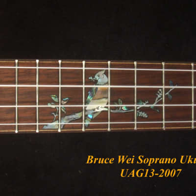 ON SALE - Bruce Wei Curly Acacia, Taiwania Archback Soprano Ukulele, Bird Inlay UAG13-2007 image 9