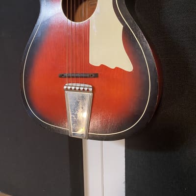 Truetone  S-65 Vintage Parlor Guitar Red Burst  1960's  Red Burst image 4