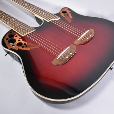 Ovation Celebrity CSD 225 Red Burst Double Neck 6 / 12 String Acoustic Electric Guitar w/OHSC image 3