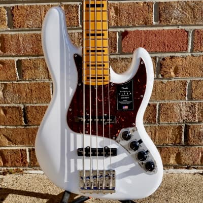 Fender American Ultra Jazz Bass V Maple Fingerboard Arctic Pearl for sale