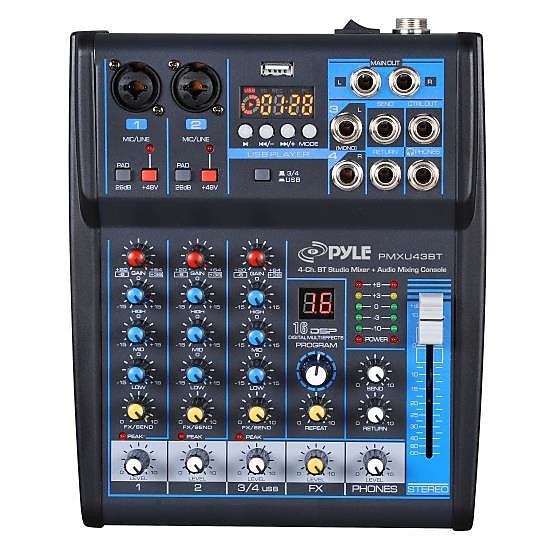 PYLE PMXU43BT 4 Ch. Bluetooth Studio Mixer DJ Reverb Canada