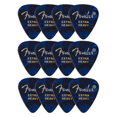 Fender Premium Celluloid 351 Shape Guitar Picks, Extra Heavy, Blue Moto, 12-Pack image 4