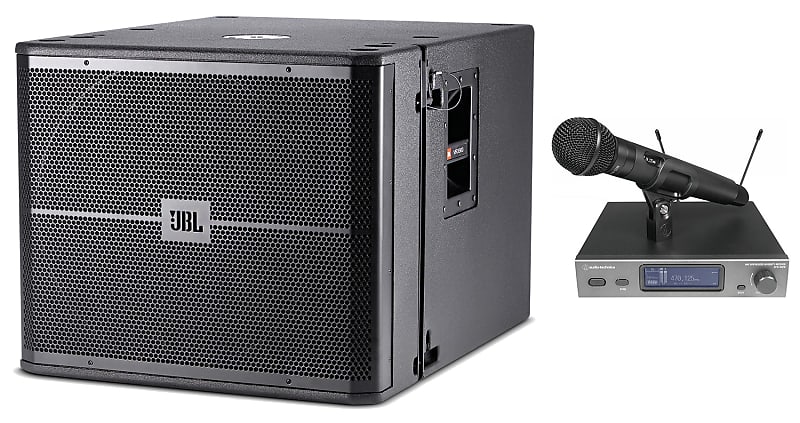 JBL VRX918SP Powered Active 18&quot; 1500 Watt Subwoofer Sub w/DSP+Audio Technica Mic  			