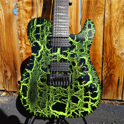 Schecter USA CUSTOM SHOP PT-7 Green Crackle 7-String Electric Guitar w/ Black Tolex Case (2022) image 4