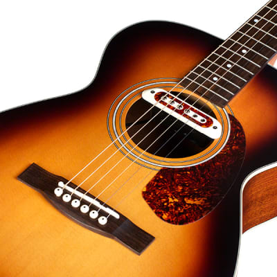 Guild M-240E Troubadour Solid Top Concert Acoustic Guitar W/ DeArmond Boss Pickup, V.Sunburst Satin image 8