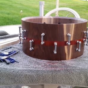 Custom Built Snare 14" X 6.5" Walnut/Bloodwood Stave Snare Drum 2017 Satin image 5