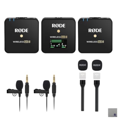 RODE Wireless PRO 2-Person Clip-On Wireless Microphone System/Recorder with  Lavaliers (2.4 GHz) Bundle with Goby Labs GLS-104 Microphone Sanitizer 