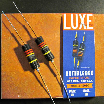 Luxe BumbleBee Capacitors Repro Oil-Filled .022uF - Matched Pair for Historic Les Paul R9, R8, '59… image 2