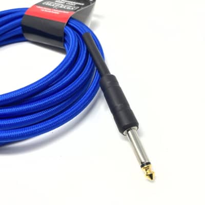 Strukture SC186BL 1/4" TS Woven Instrument Cable - 18.6' Blue (with new black wraps on plugs) image 2