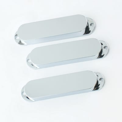 Replacement Strat Style Single Coil Guitar Pickup Cover Set ,No holes /Chrome Plated image 1