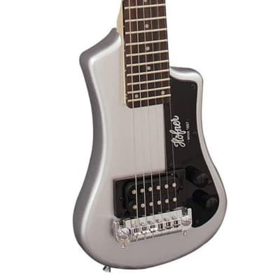 Hofner Shorty Electric Travel Guitar w/Gig Bag - Silver Sparkle - Used image 3