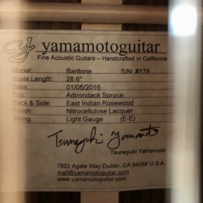 Tsuneyuke Yamamoto Baritone Acoustic Guitar (No. 178) 2017 (Price Reduced!) image 11