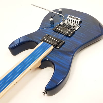 Hadean 25 1/2" Scale EG-628 TBL Blue Fretless Electric Guitar image 5
