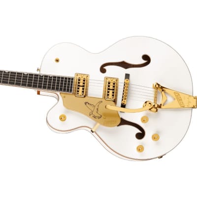 Gretsch G6136TG-LH Players Edition Falcon Hollow Body with String-Thru Bigsby and Gold Hardware 6-String Left-Handed Electric Guitar (White) image 3