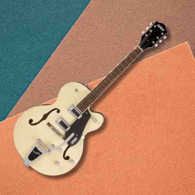 Gretsch G5420T Electromatic Hollow Body Electric Guitar (Two-Tone Vintage White/London Gray) with Bigsby Tremolo - Dual-Coil Pickups, Hollow Body Design Bundle with Gretsch G6241FT Hardshell Case image 6