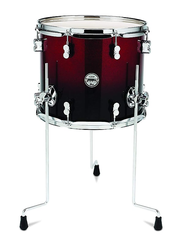 Pacific Drums PDCM1214TTRB 12 x 14 Inches Tom with Chrome Hardware - Red to Black Fade image 1