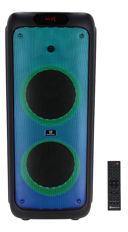 Rockville BASS PARTY 10 Dual 10 inch Portable Battery LED Party Bluetooth Speaker  			