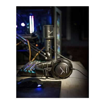 beyerdynamic DT 990 PRO Studio Headphones (Ninja Black, Limited Edition)  Bundle with Headphone Hanger Mount with Built-in Cable Organizer (2 Items)
