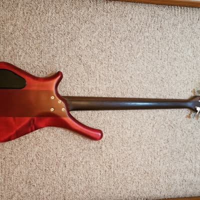 Warwick Fortress One 5 string fretless bass 1994 Burgundy Red Transparent image 5