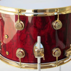 DW Ballad Snare Drum Rare 16x10 Exotic Cherry Waterfall Bubinga Gold Hardware Rare Drum Workshop Reverb