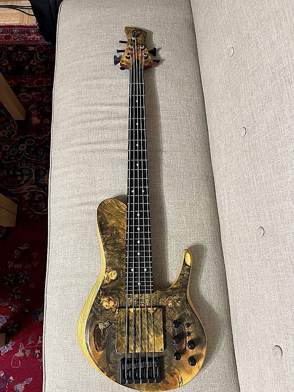 Prat M-BSV 5 string  bass 2016 Buckeye Burl top - Nordstrand pickups - Noll electronics - Fodera strings image 1