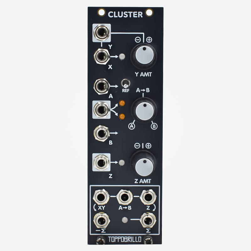 Toppobrillo CLUSTER (Black) Eurorack Mixer Bipolar VCA and Reverb