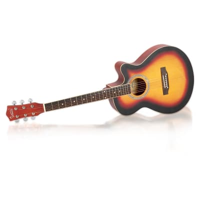 Glarry GT501 40 Inch Cutaway Auditorium Acoustic Guitar Matte Spruce Front Folk Sunset image 11
