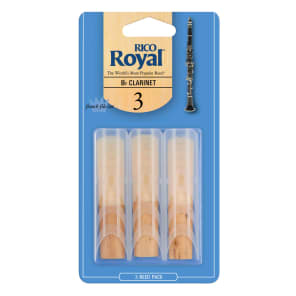 Rico RCB0330 Royal Bb Clarinet Reeds - Strength 3.0 (3-Pack)