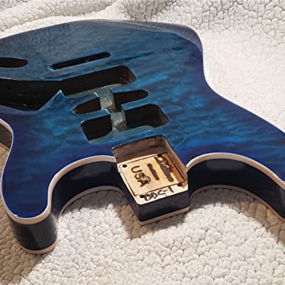 USA made,Double bound Alder body in Blueberry clouds with beautiful quilt maple top.Made for a Strat body# BBC-1. image 6