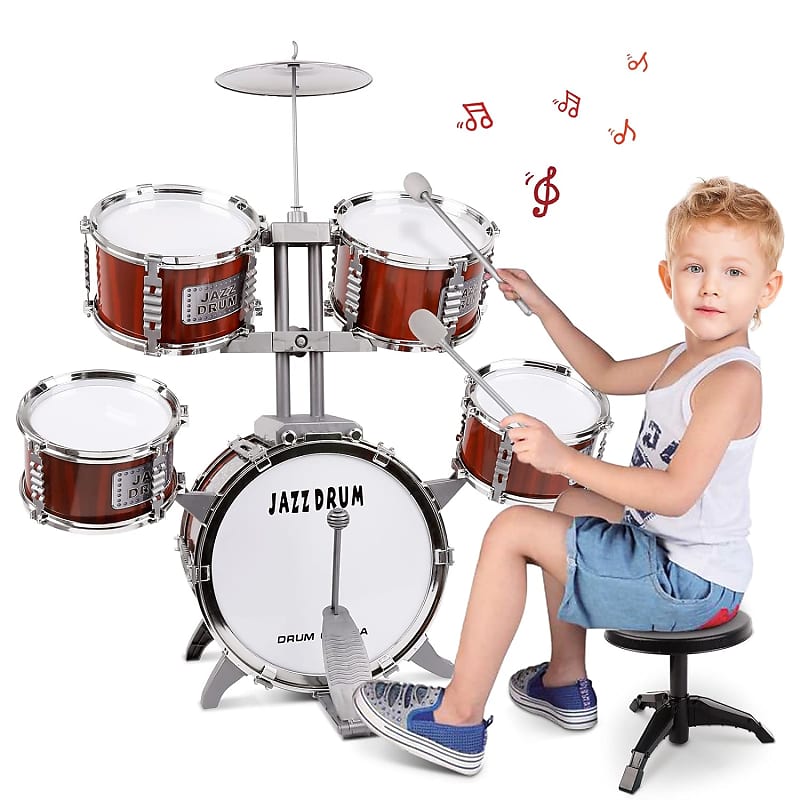 Drum Set For Kids Musical Instruments Kids Drum Set With Stool, Cymbal,  Drum Sticks, Snare Drums And Bass Drum Jazz Drum Kit Toys For  Year