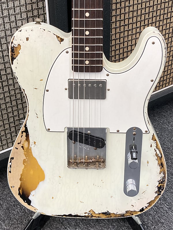 Fender Master Built 62 Tele Custom 2022 - Olympic White over 2-Tone Sunburst image 1