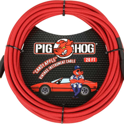 Pig Hog Vintage Series Instrument Cable, 1/4" Straight to 1/4" Straight, Candy Apple Red image 2