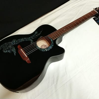 LUNA Fauna Phoenix cutaway acoustic electric Guitar NEW Classic Black w/ Hard CASE image 2
