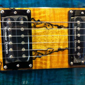 DBZ Hailfire SM 2013 Trans Teal Spalted Maple Electric Guitar Seymour Duncans Case Available image 5