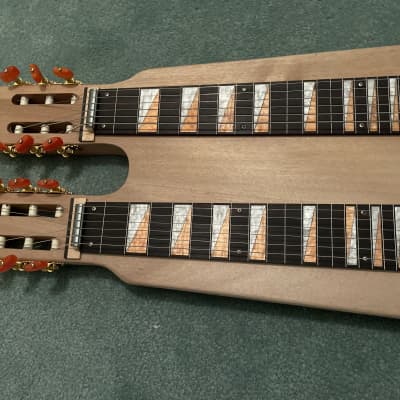 LAP STEEL guitar double neck Mahogany, home assembly open D and C6 with benders image 13